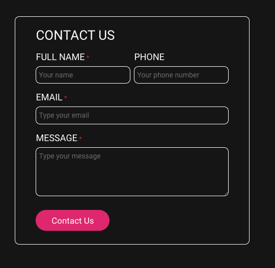 An example of a user form that has Form Labels to assist users.